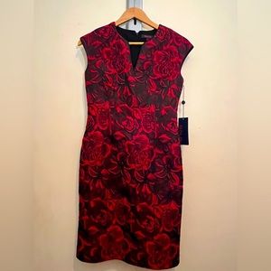 Boldi Fitted Red Brocade Dress, Size 4